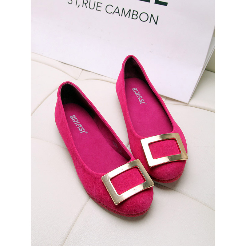 New arrival fashion ol single shoes metal side buckle comfortable flat round toe flats