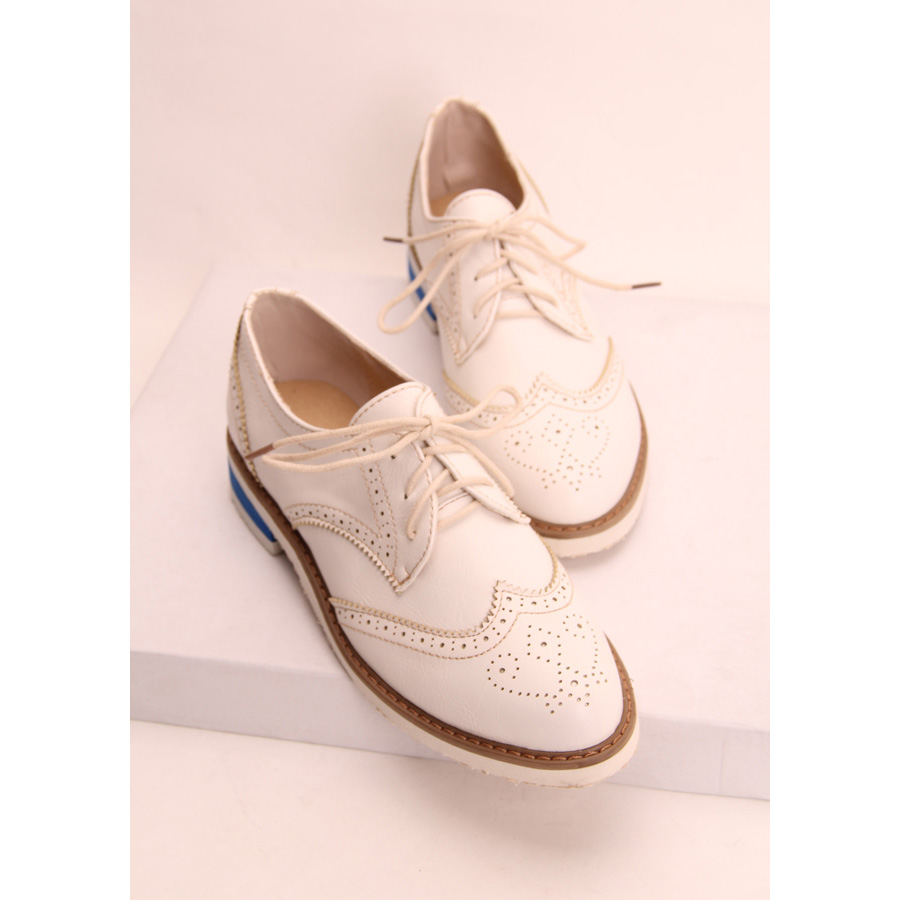 Shoes british style vintage cutout carved women s shoes brockden thick heel single shoes lacing casual