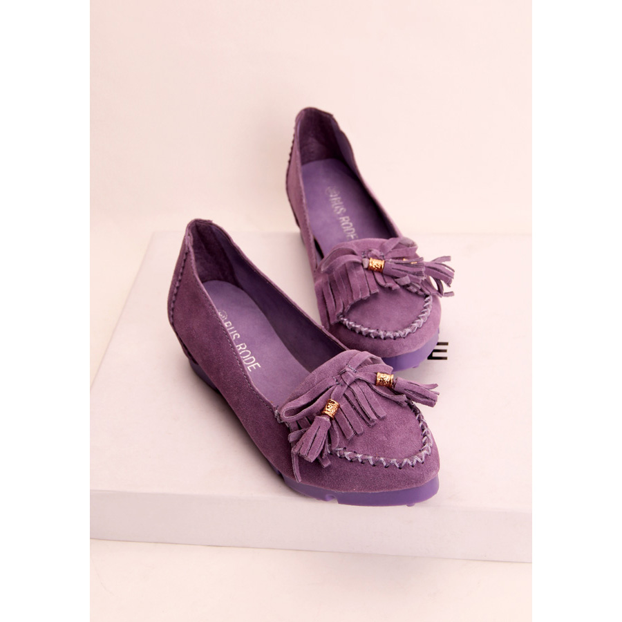 2014 tassel shallow mouth casual flat shoes flat heel gommini loafers female genuine leather plus size