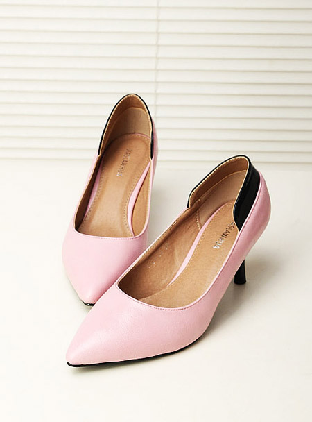 Fashion sexy ol single shoes color block women s shoes decoration pointed toe high heeled shoes
