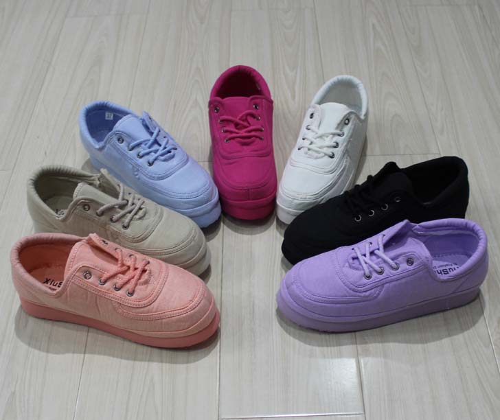 Bread solid color platform running canvas platform low women s shoes round toe casual lacing sport