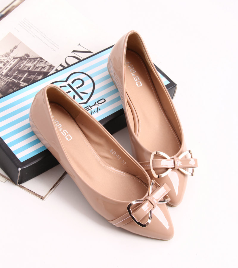 Fresh summer pointed toe flat heel shoes women s shallow mouth bow pearl japanned leather ol