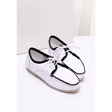 British style pointed toe flat heel single shoes genuine leather color block women’s shoes decoration rubber flat low-heeled