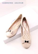 Spring and autumn bow round toe flat heel gentlewomen single shoes sweet japanned leather flat red wedding shoes