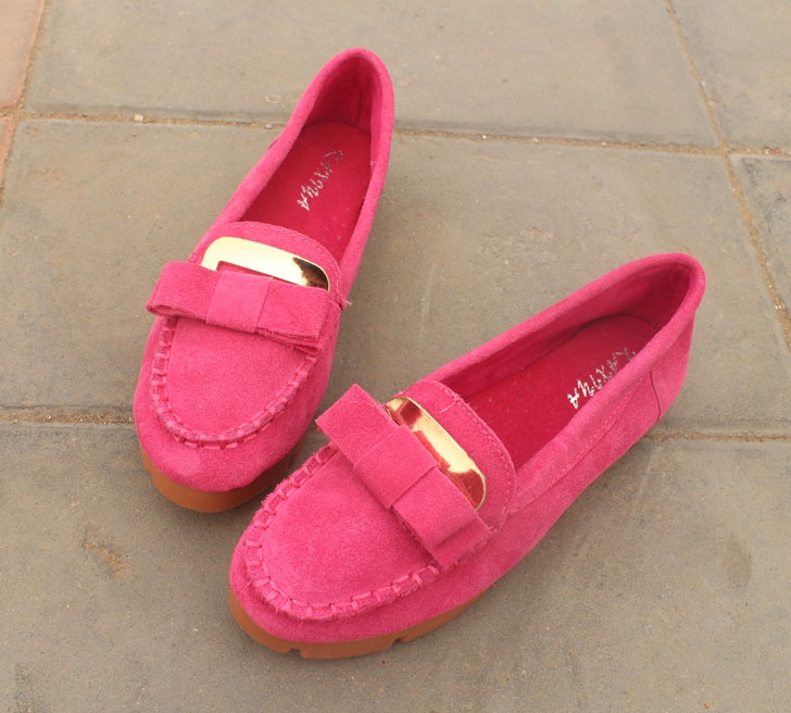2014 spring flat comfortable gommini loafers bow beaded maternity shoes single shoes genuine leather women s