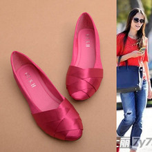 Free shipping women falts 2014 new European Sexy Satin tip size flat women shoes size 35-41