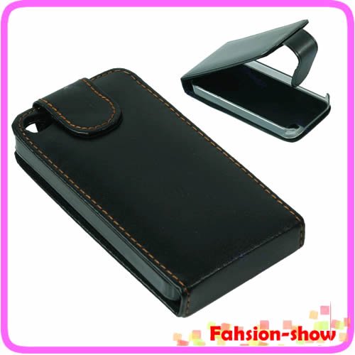 Y92 Leather Flip Case Cover Pouch Protector For Apple iPhone 4 4G 4S Black Free shipping