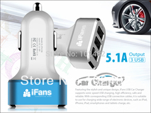Mini 3 USB Output Car Charger Universal 5.1A High Speed Charging for Apple iPhone iPod iPad Smartphones and Tablets EL-IP4-C06