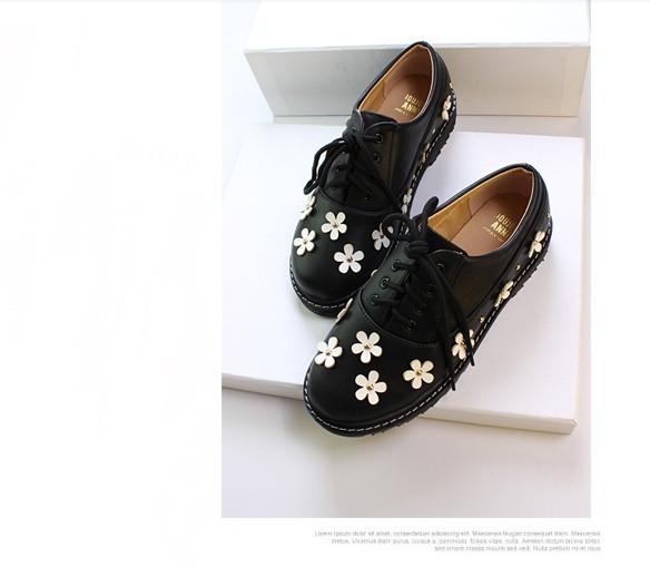 2014 spring flat flower sweet shoes lacing women s single shoes