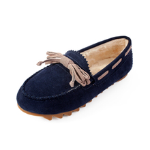 2014 spring flower genuine leather female flat single shoes flats round toe thermal gommini female loafers shoes