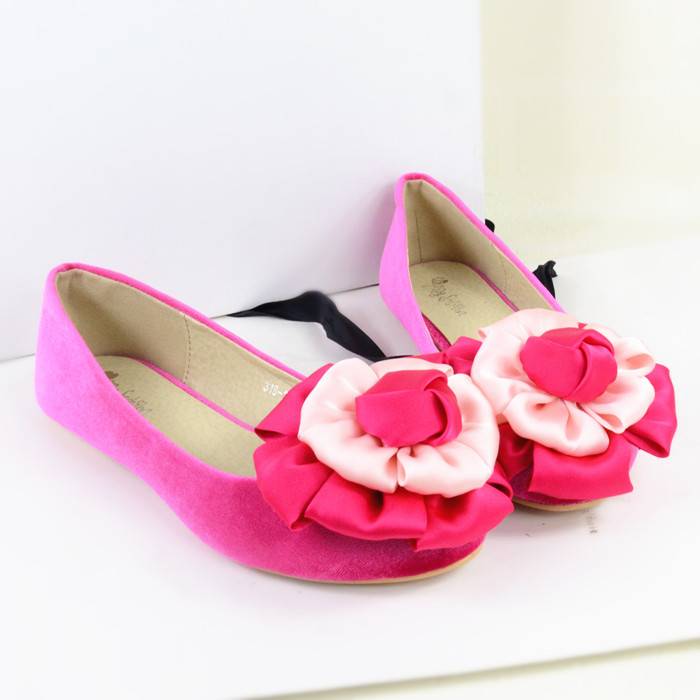 Fashion sweet 2014 big flower round toe flat bottomed single shoes flat princess shoes female shoes