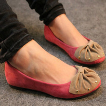 Fashion flat-bottomed single shoes female bohemia scrub flower rivet bow flat heel single shoes female shoes