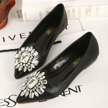 2014 spring fashion rhinestone flower flat low-heeled pointed toe single shoes fashion shoes