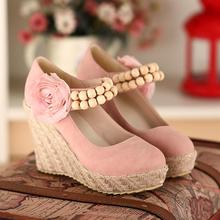 Orange beige pink 2013 female shoes sweet beaded flower high-heeled single shoes flat