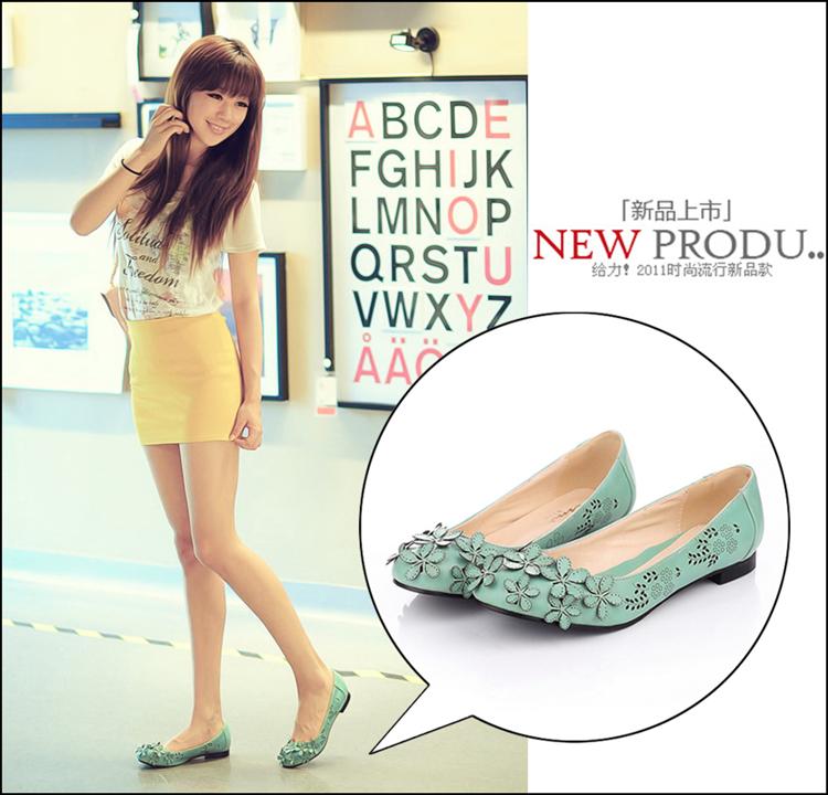 2014 spring single shoes fashionable beautiful women s casual flat shoes senior sheep flower female shoes