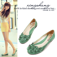 2014 spring gentlewomen elegant round toe flat low-heeled sweet single shoes flower low-top shoes female shoes