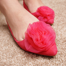 Svshop big flower toe pointed shallow mouth flat heel flat single shoes women’s shoes