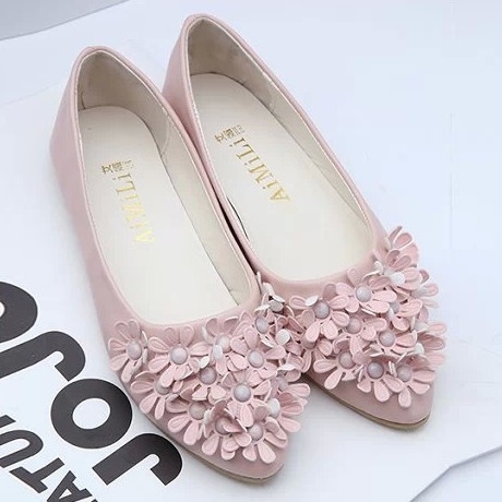 Single shoes women s shoes 2014 vivi flower shallow mouth nude color pointed toe flat casual