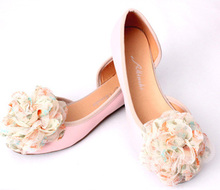 Sweet big flower 2013 single shoes flat color block decoration cutout open toe flat heel sandals shoes