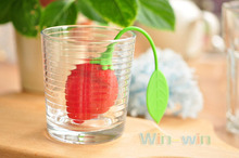 B047 Hot Drinkware Silicone Strawberry Design Loose Tea for cup Leaf Strainer Herbal Spice Infuser Filter