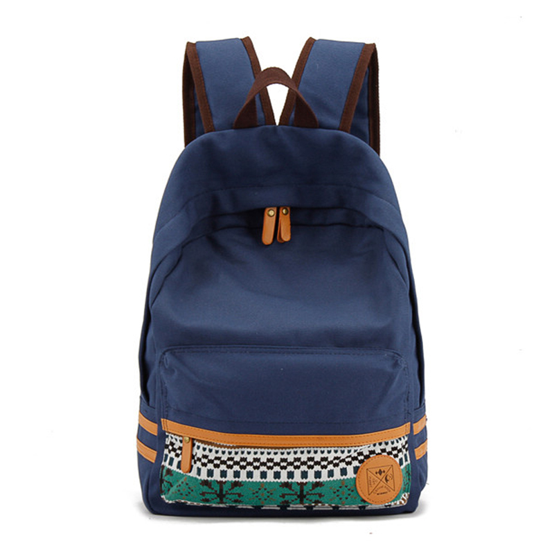 Canvas backpack female preppy style middle school students school bag ...