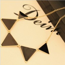 Free shipping 10 2014 New Fashion Punk Pink Green Blue Oil Triangle Multicolour Necklace Jewelry N085