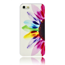 Ultra Thin Lover Half Sunflower Print Rainbow Flower Hard Plastic Case for apple iphone 5 5S