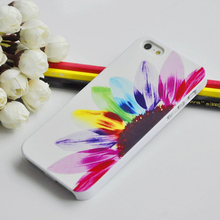 Ultra Thin Lover Half Sunflower Print Rainbow Flower Hard Plastic Case for apple iphone 5 5S