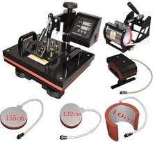 6 in 1 combo mug heat sublimation printing machine t-shirts 38*38cm heat press machine 110V 220V free shipping