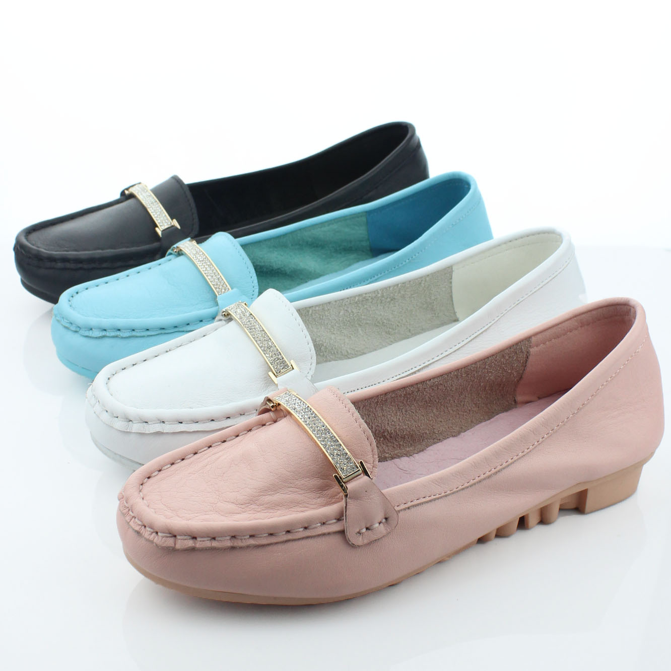 Florid 90596 2014 genuine leather flat heel women s shoes comfortable diamond shallow mouth shoes