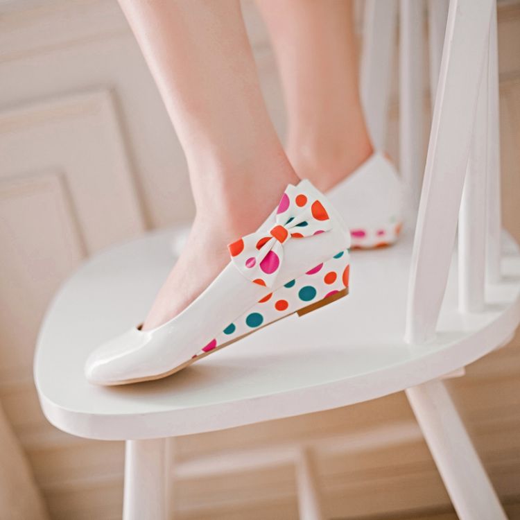 Small single shoes sweet bow princess shoes wedges shoes dot brief plus size women s shoes
