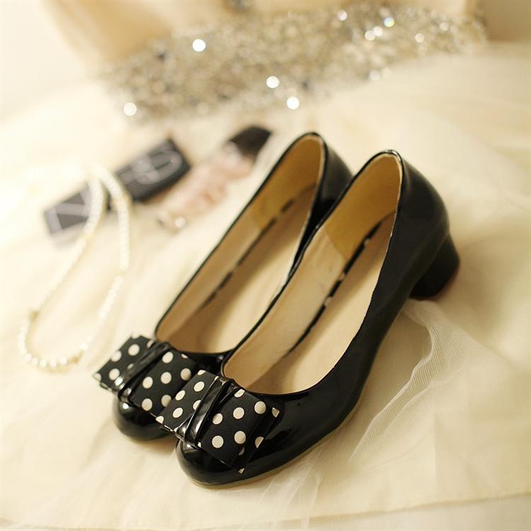 2014 all match shallow mouth bow all match fashion popular female shoes single shoes dot bow