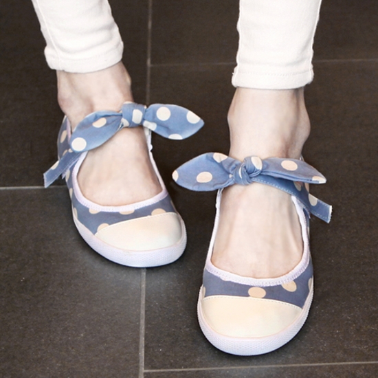 Women s shoes circ spring bow dot flat cotton made shoes