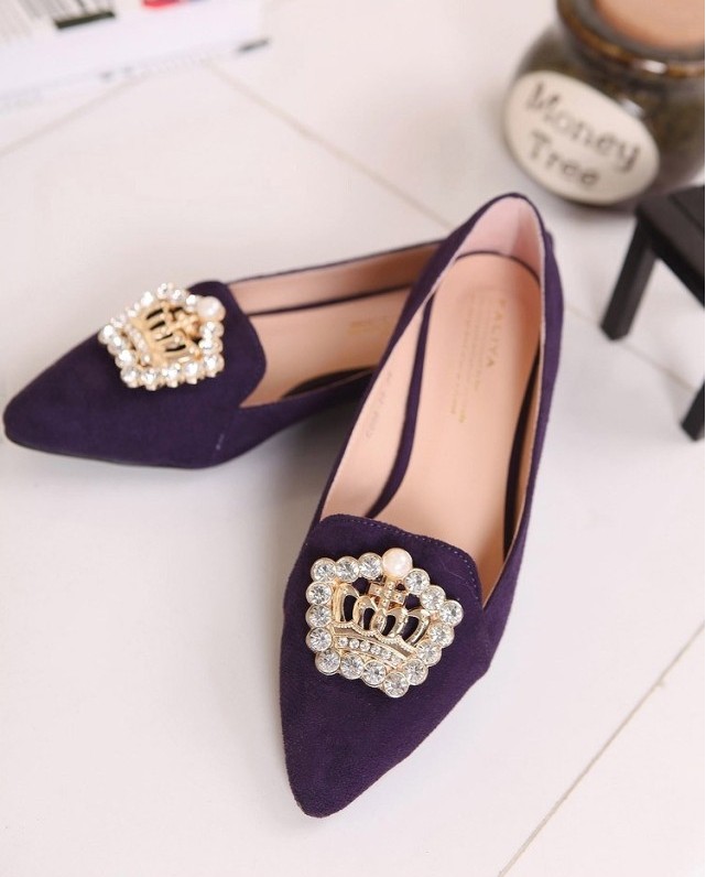 2014 spring new arrival fashion pointed toe diamond flat bottom single shoes comfortable all match women