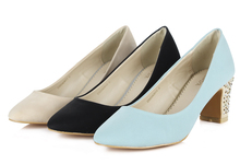 2014 spring and summer single shoes diamond thick heel round toe shoes comfortable formal shoes