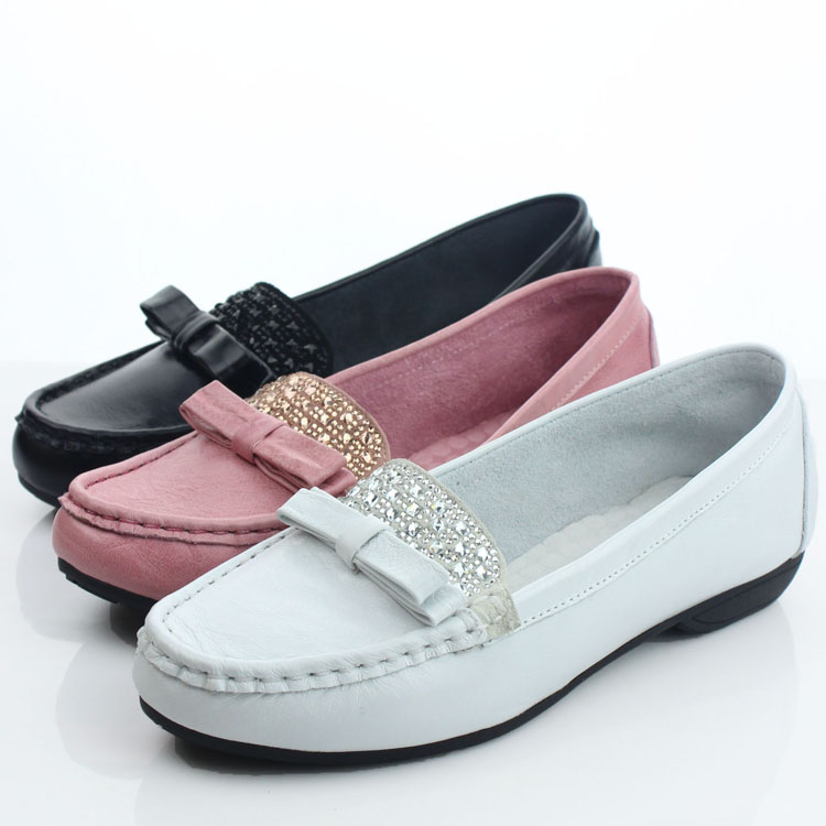 Florid 90598 2014 genuine leather low heeled comfortable women s shoes diamond shallow mouth shoes