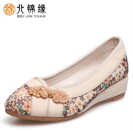 Cotton made 2014 beijing women s shoes wedges single casual mother embroidered 