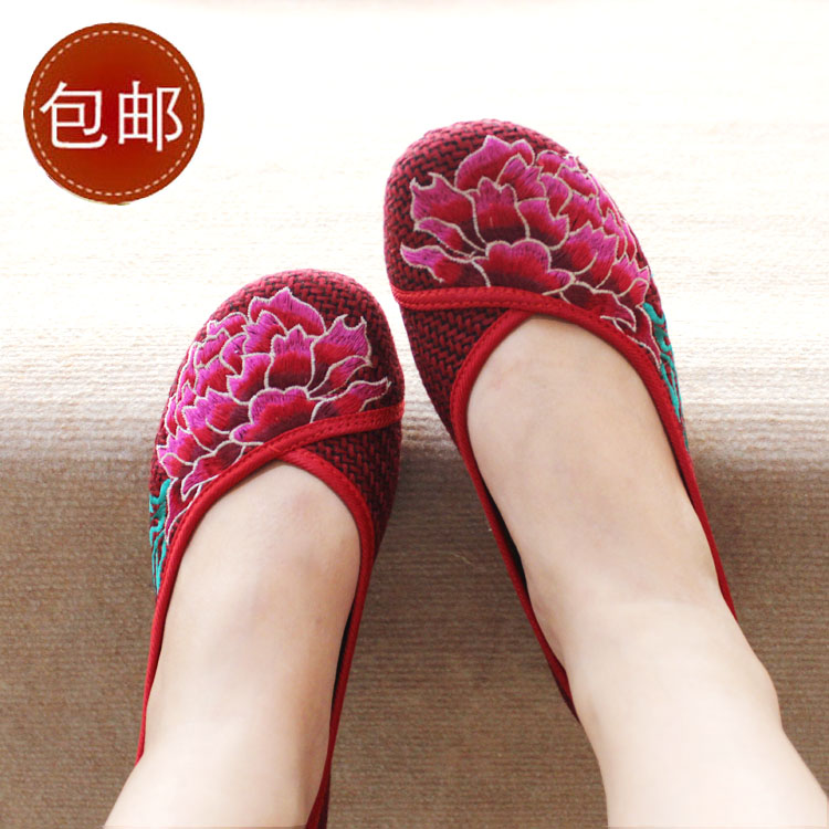 2014 women s shoes cotton made embroidered beijing shallow mouth single elevator 