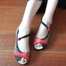 Cotton-made beijing shoes summer sandals national trend embroidered shoes dance shoes rubber-soled women’s shoes