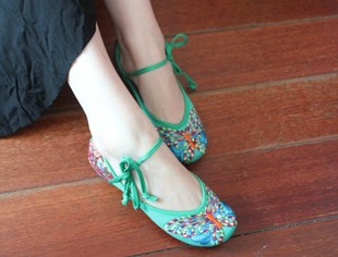 Elevator flat cotton made beijing women s shoes single embroidered national trend cow muscle