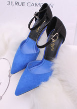 Sexy pointed toe stiletto sandals cutout bandage hasp ol women’s shoes single shoes 34 high-heeled shoes