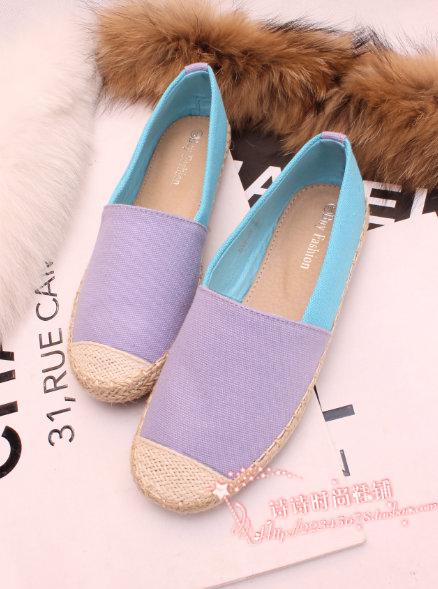 Mary candy color linen canvas shoes flat cow muscle outsole gommini single shoes loafers