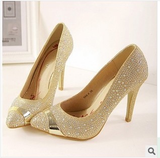 2014 pointed toe high heeled shoes thin heels princess diamond women s shallow mouth shoes