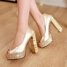 Sexy women’s shoes high thick heel shoes silver open toe shoe women’s shoes platform sandals shoes