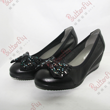 Women’s shoes wedges single shoes 2014 spring bow in with the women’s shoes mother shoes 7225