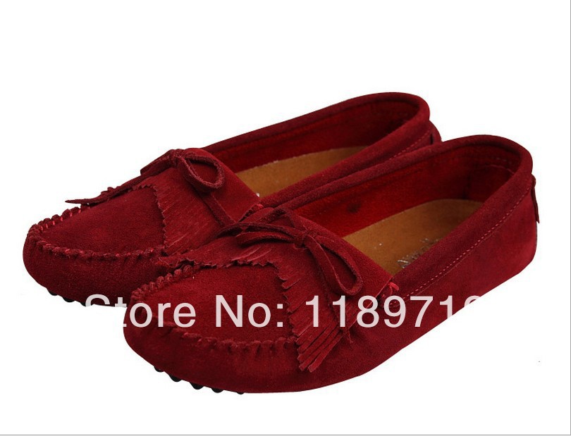 Free Shipping 2014 Hot Sale Women s Flat Shoes Genuine Leather Shoes Gommino Shoes 4 Color