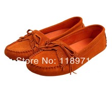 Free Shipping 2014 Hot Sale Women s Flat Shoes Genuine Leather Shoes Gommino Shoes 4 Color