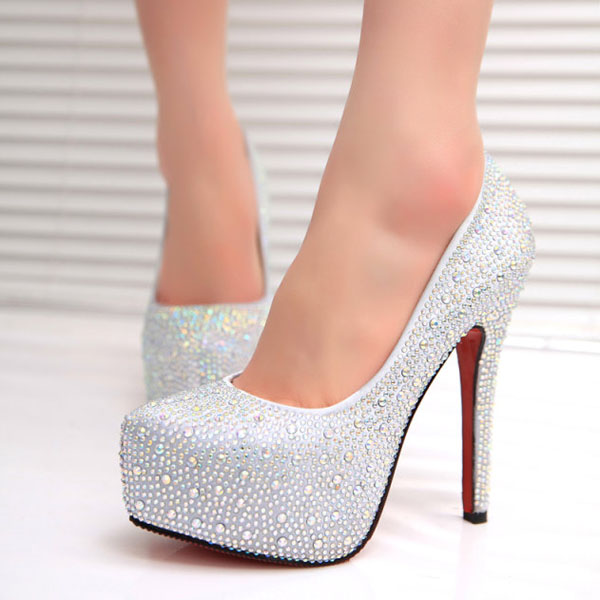 New arrival 2014 shoes spring shoes female 2014 ultra high heels rhinestone platform single shoes paillette