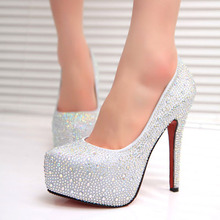 New arrival 2014 shoes spring shoes female 2014 ultra high heels rhinestone platform single shoes paillette wedding shoes