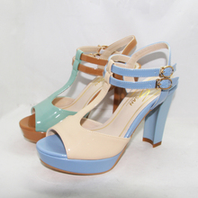 Summer sandals high thick heel candy color japanned leather fashion female sandals color block a908-3 decoration